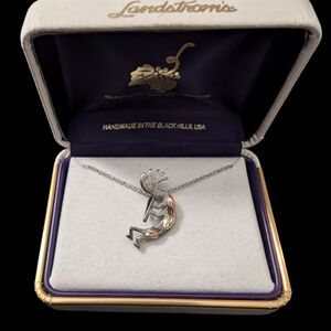 Black Hills Gold sterling silver and gold kokopelli necklace by Landstroms
